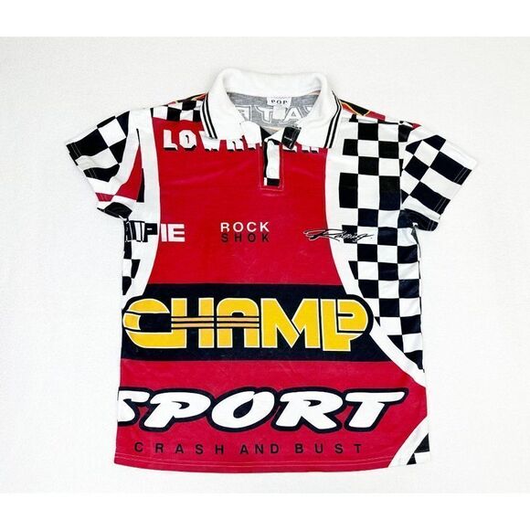 Vintage Champ Sport Racing Shirt Polo Rock Shock Chipie Statel - Picture 2 of 6